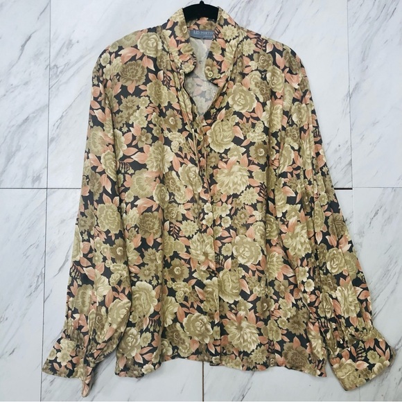 Vintage Floral Western High Neck Yoke Cotton Long Sleeve Button Up SZ 8 - Picture 3 of 5